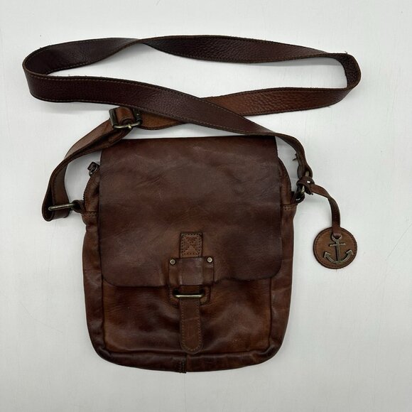 Harbour 2nd Anchor Soft Brown Leather Flap Boho Crossbody Messenger Bag Purse - Picture 1 of 12